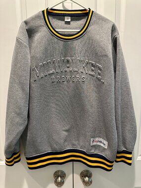 Milwaukee Brewers SGA Raised Graphic Crewneck Sweatshirt Gray Adult XL
